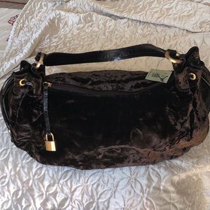 🔥Adrienne Vittadini “Dorothea”, crushed velvet patent leather. Hobo style. NWT